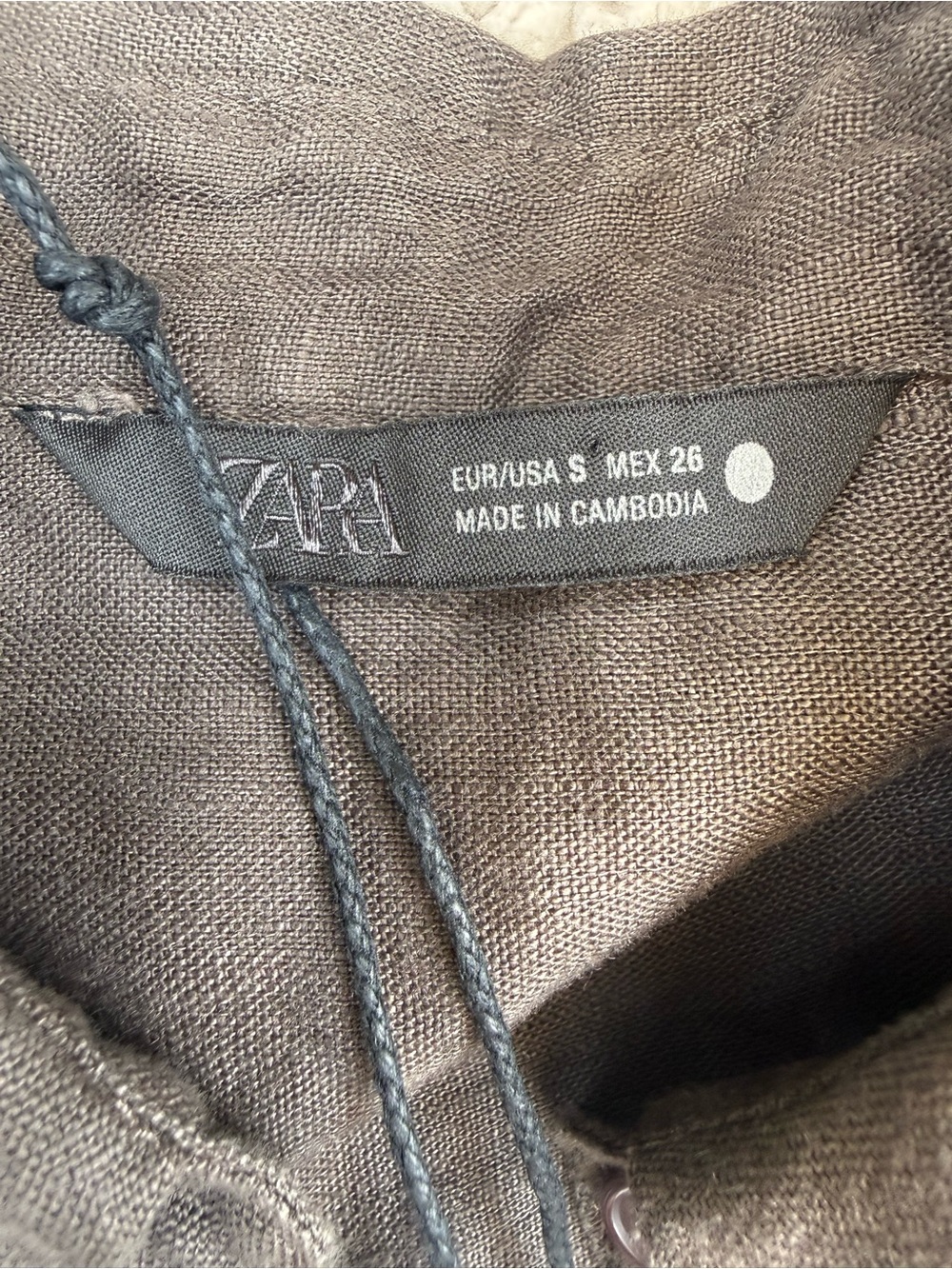 NWT Zara Relaxed Linen shirt Brown - Picture 5 of 7